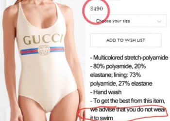 CURIOSO: Gucci crea un traje de baño de usd 380 que no sirve para nadar