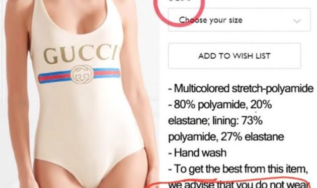 CURIOSO: Gucci crea un traje de baño de usd 380 que no sirve para nadar