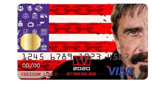 John McAfee lanza una tarjeta de débito Visa/Mastercard de criptomonedas semianónima