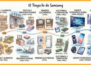 Samsung nació en 1938 como una tienda de alimentos en Corea. Conoce a Lee Byung-chul, sus primeros negocios y cómo la compañía llegó a dominar electrónica y semiconductores.