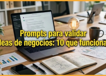 Emprendedor usando prompts de IA para validar una idea de negocio