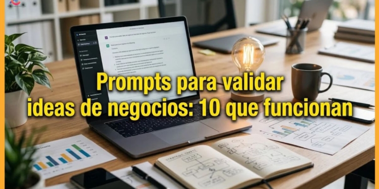 Emprendedor usando prompts de IA para validar una idea de negocio