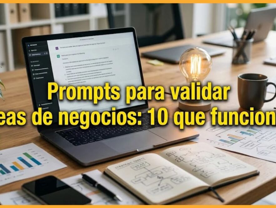 Emprendedor usando prompts de IA para validar una idea de negocio